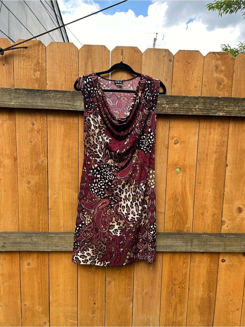 Vintage MSK Womens size 6 paisley y2k dress  Cowl Neck animal print summer